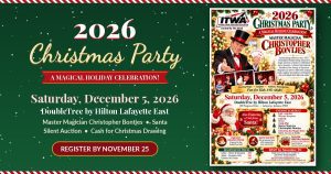 2026 ITWA Christmas Party, Saturday, December 5, 2026 at the DoubleTree by Hilton Lafayette East
